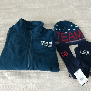Team USA Winter Fleece Jacket, Mittens, Hat Set